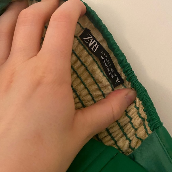 Zara Strapless Bustier Crop Top in Green Vegan Leather - Picture 9 of 9